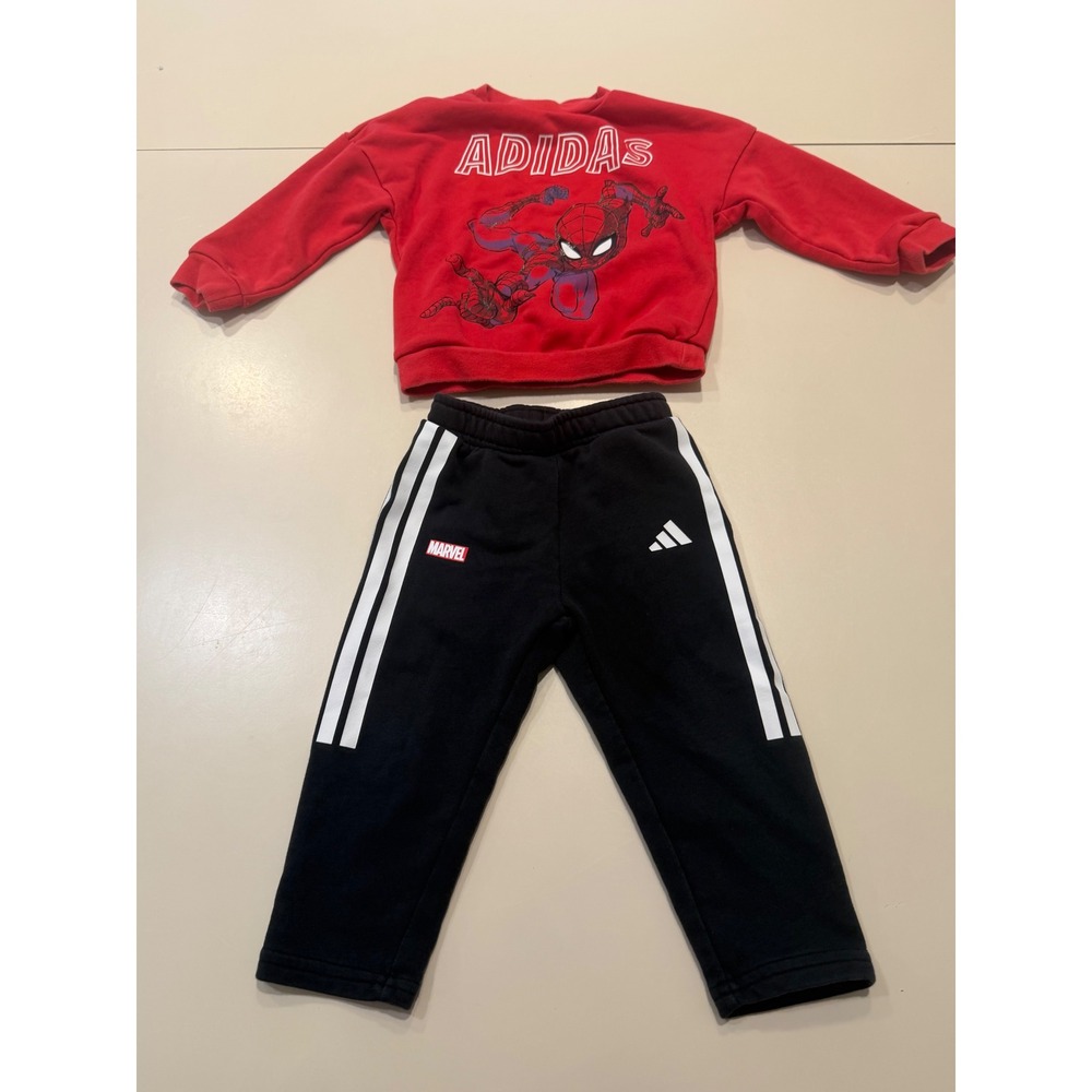 Adidas Marvel Spider-Man Sweatshirt and Jogger Set Red Black Kids 12-18M